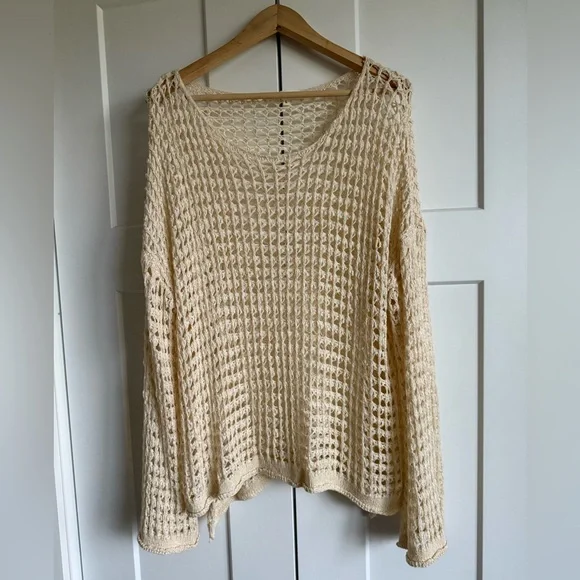 Miracle Cream Open-Knit Women's Sweater - Picture 2 of 4